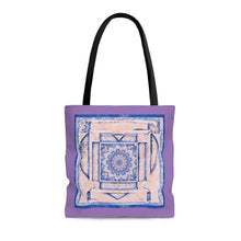 Load image into Gallery viewer, Mandala Heart Art (Lavender, Peach and Blue) Tote Bag
