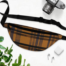 Load image into Gallery viewer, Retro Plaid Design in Burnt Orange and Black Fanny Pack
