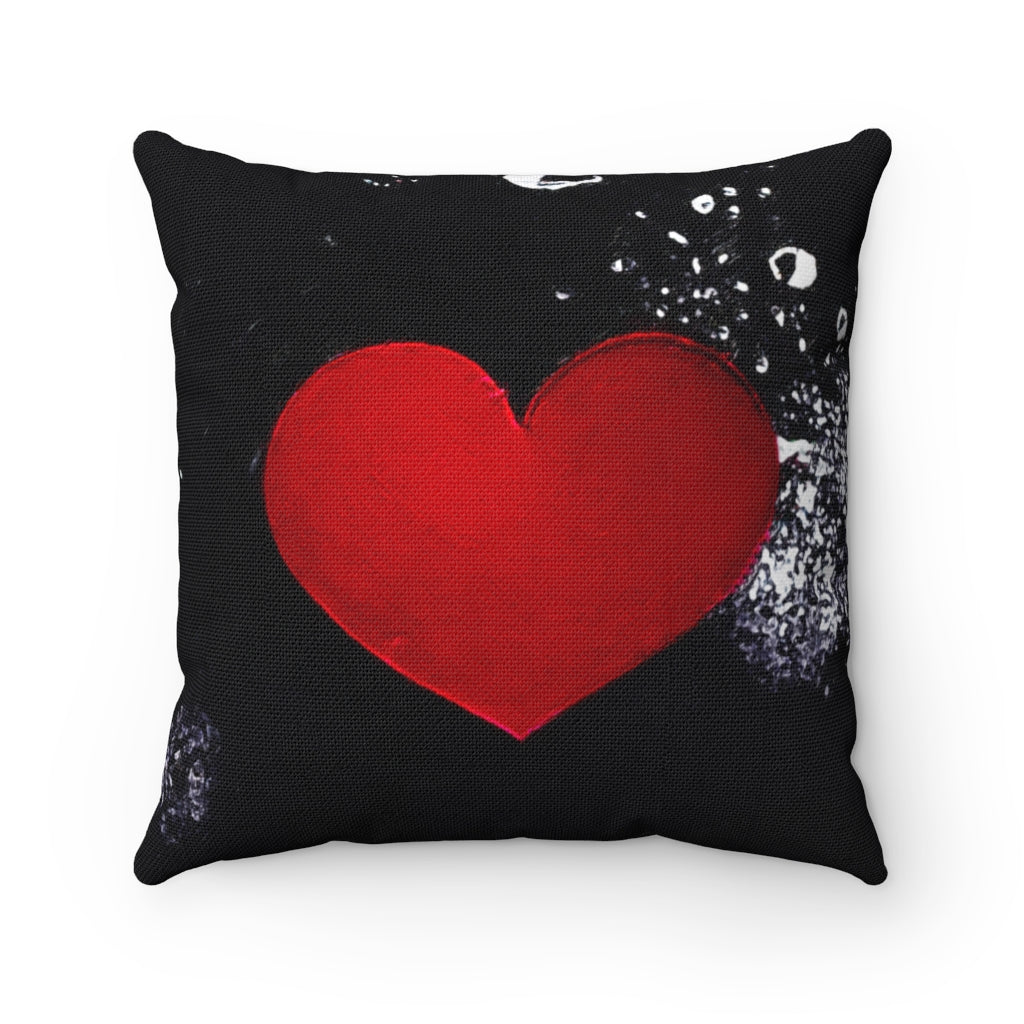 Splashed With Love Heart Art - Square Throw Pillow