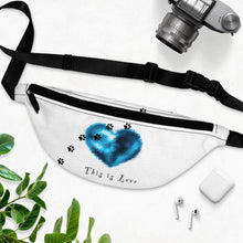 Load image into Gallery viewer, This is Love Pet Paws &amp; Blue Heart Art Fanny Pack
