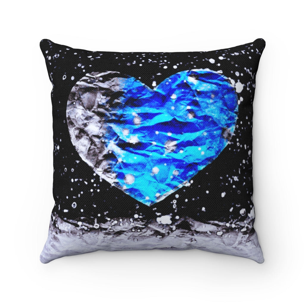 Paper Moon Blue Heart Art - Square Throw Pillow