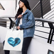 Load and play video in Gallery viewer, Into the Azure Blue Heart Art Tote Bag
