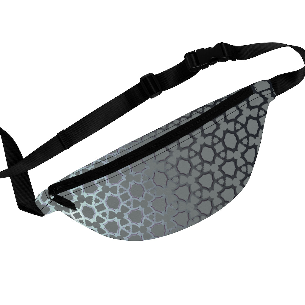 Shades of Silver Abstract with Grey Art Pattern Fanny Pack