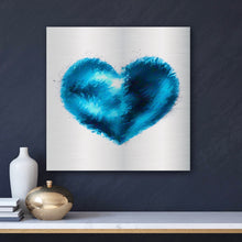 Load image into Gallery viewer, Into the Azure Blue Heart Art on Brushed Metal - Wall Art
