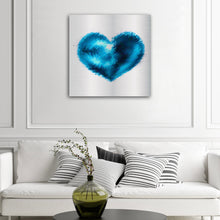 Load image into Gallery viewer, Into the Azure Blue Heart Art on Brushed Metal - Wall Art
