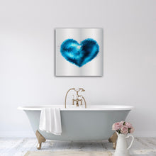 Load image into Gallery viewer, Into the Azure Blue Heart Art on Brushed Metal - Wall Art
