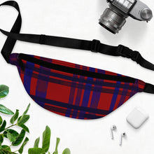 Load image into Gallery viewer, Plaid Design in Red, Blue and Black Fanny Pack
