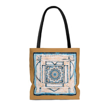 Load image into Gallery viewer, Mandala Heart Art (Olive and Turquoise) Tote Bag
