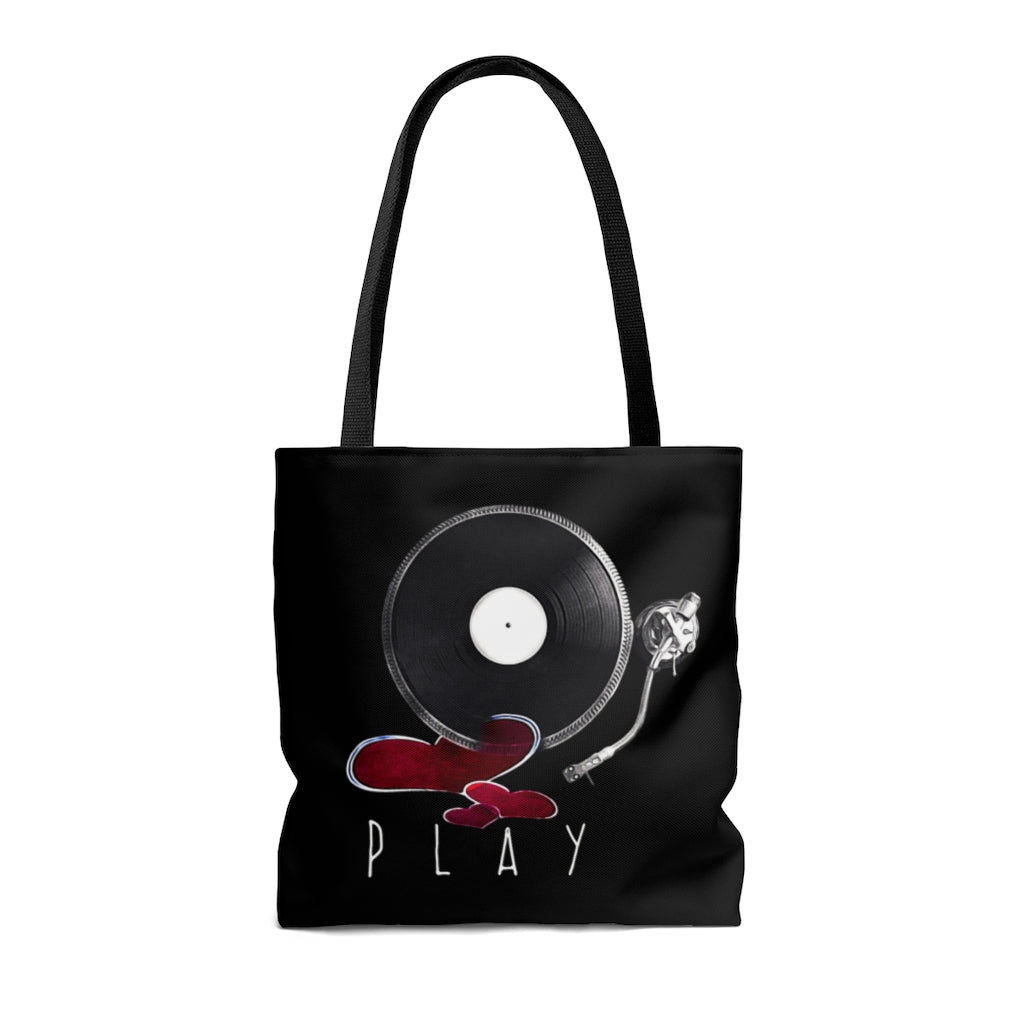 Record Player Hearts Art Tote Bag