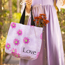 Load image into Gallery viewer, Love &amp; Flowers Art Tote Bag
