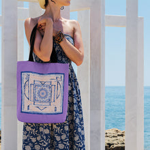 Load image into Gallery viewer, Mandala Heart Art (Lavender, Peach and Blue) Tote Bag
