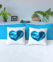 Load image into Gallery viewer, Into the Azure Blue Heart Art - Square Throw Pillow
