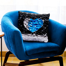 Load image into Gallery viewer, Paper Moon Blue Heart Art - Square Throw Pillow
