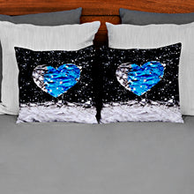 Load image into Gallery viewer, Paper Moon Blue Heart Art - Square Throw Pillow
